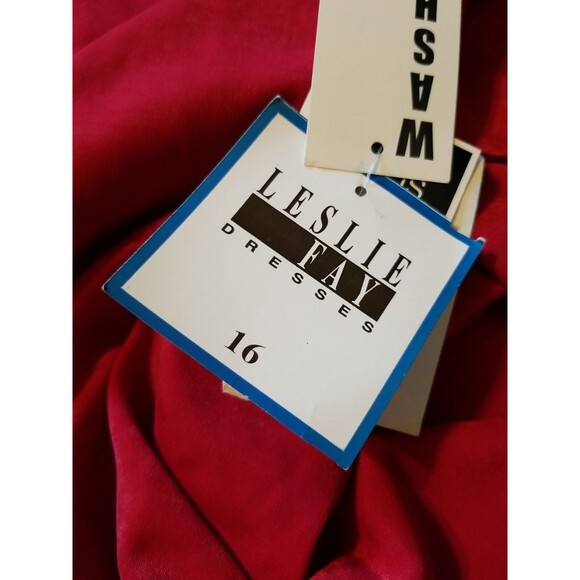 Vintage Leslie Fay Women Size 16 Red Padded Shoulder Button Down Blazer Jacket - Picture 5 of 10